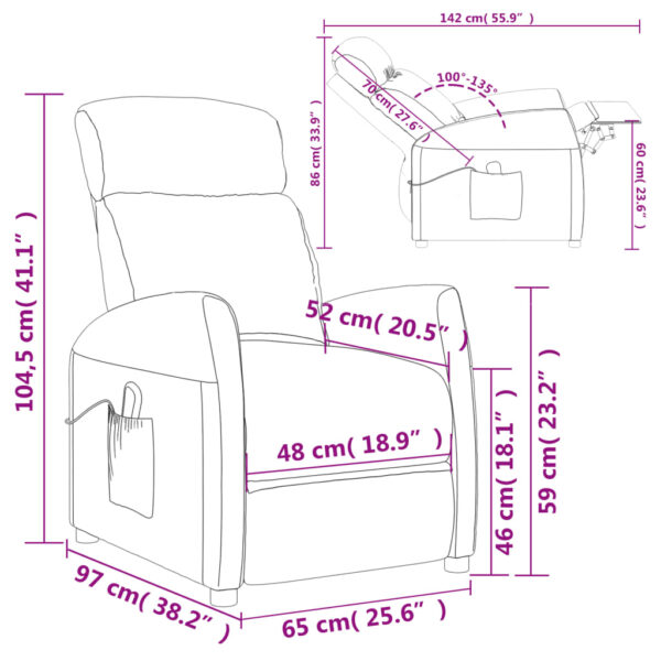 vidaXL Massage Chair Black Faux Leather - Image 7