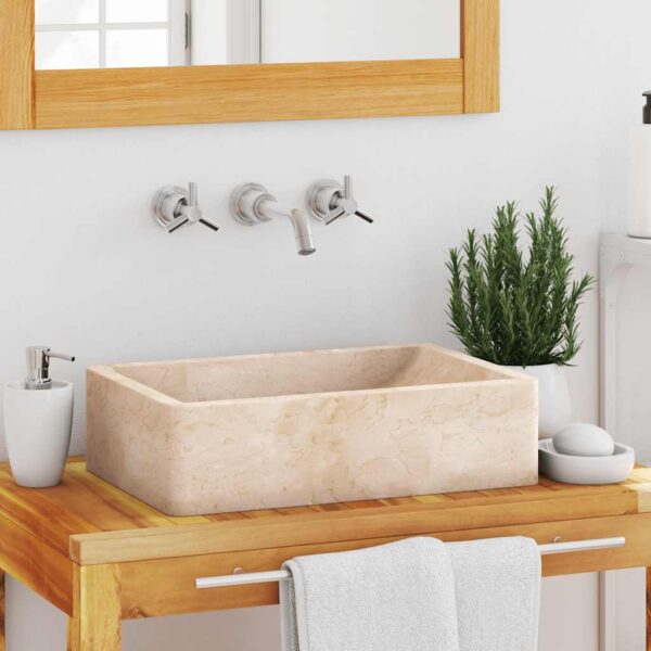 vidaXL Sink 45x30x12 cm Marble High Gloss Cream - Image 1