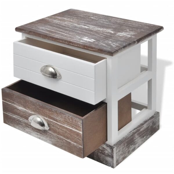 vidaXL Bedside Cabinets 2 pcs Brown and White - Image 5