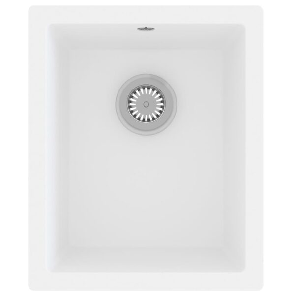vidaXL Kitchen Sink with Overflow Hole White Granite - Image 2