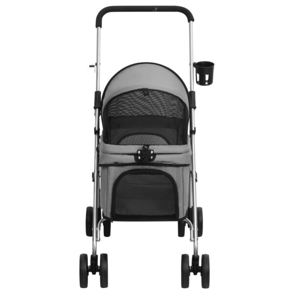 vidaXL Folding Dog Stroller Grey 76x50x100 cm Oxford Fabric - Image 3