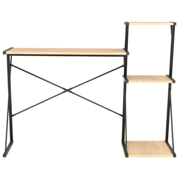 vidaXL Desk with Shelf Black and Oak 116x50x93 cm - Image 2
