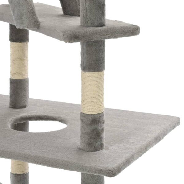 vidaXL Cat Tree with Sisal Scratching Posts 230-260 cm Grey - Image 5