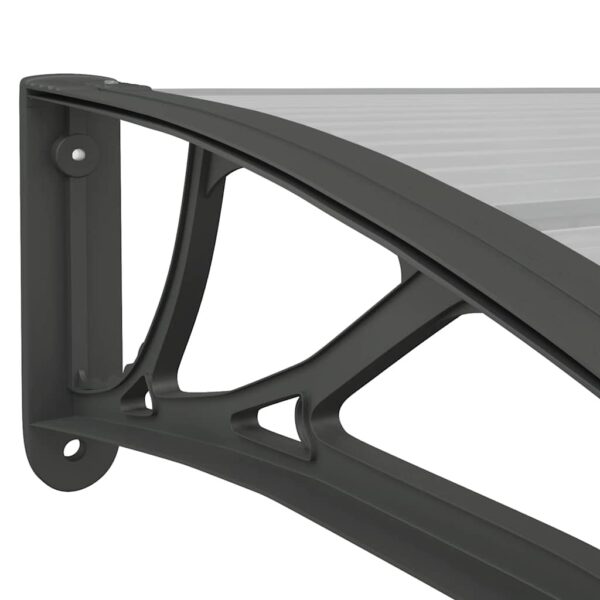vidaXL Door Canopy Black and Transparent 100x75 cm Polycarbonate - Image 6