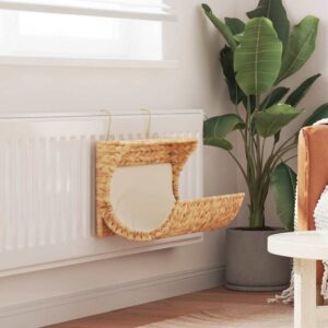 vidaXL Cat Bed with Cushion Water Hyacinth 37x20x20 cm