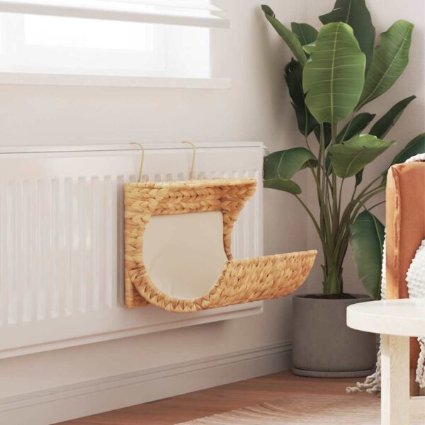 vidaXL Cat Bed with Cushion Water Hyacinth 37x20x20 cm - Image 1