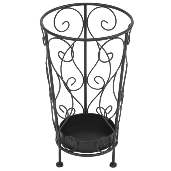 vidaXL Umbrella Stand Vintage Style Metal 26x46 cm Black - Image 2