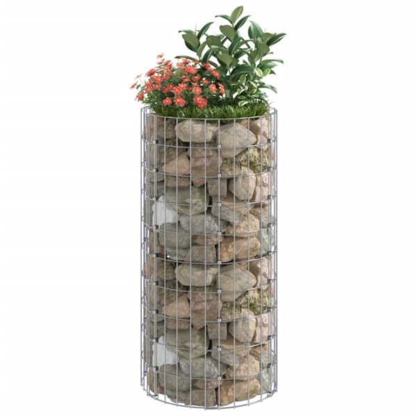 vidaXL Circular Gabion Pole Galvanised Steel Ø50x100 cm - Image 5