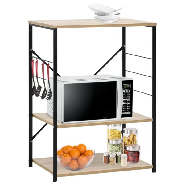 vidaXL Microwave Cabinet Black and Oak 60x39.6x79.5 cm Engineered Wood - Image 1