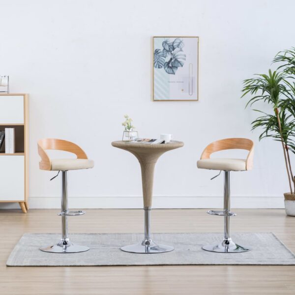 vidaXL Bar Stools 2 pcs Cream Faux Leather and Bentwood - Image 1