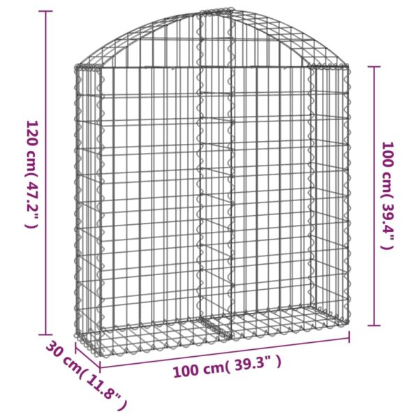 vidaXL Arched Gabion Basket 100x30x100/120 cm Galvanised Iron - Image 5