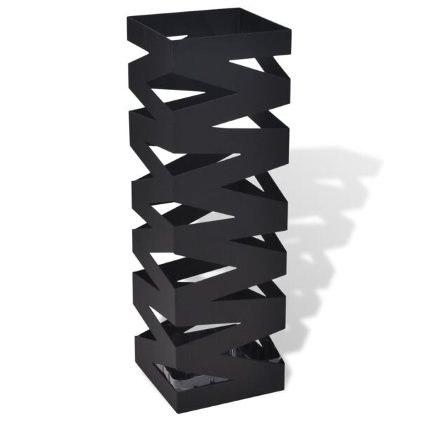 Black Square Umbrella Stand Storage Holder Walking Stick Steel 48.5 cm - Image 1