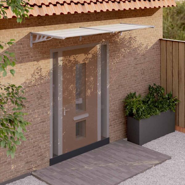vidaXL Door Canopy Grey and Transparent 239x90 cm Polycarbonate - Image 1