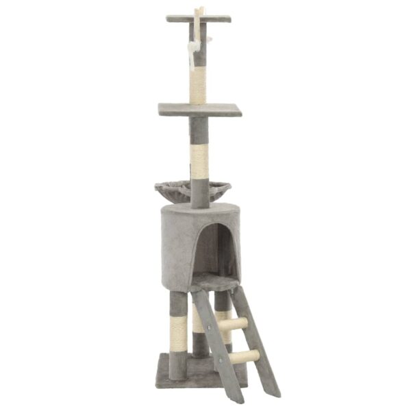 vidaXL Cat Tree with Sisal Scratching Posts 138 cm Grey - Image 4