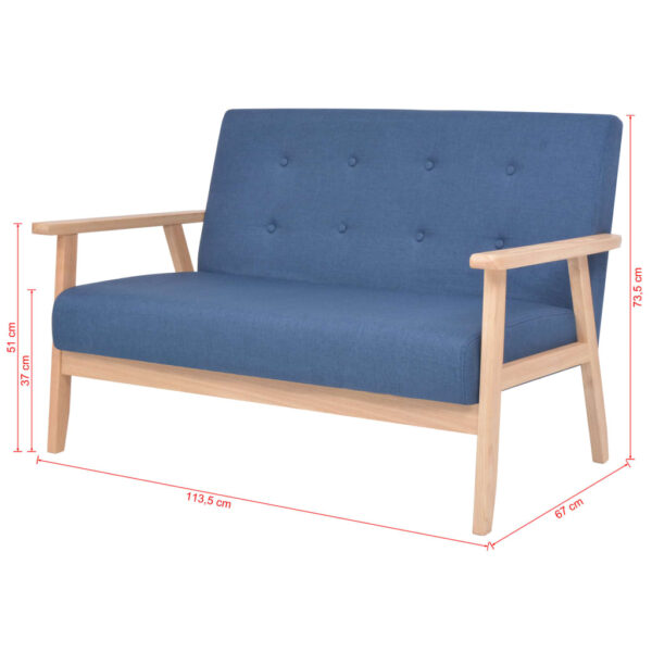 vidaXL 2-Seater Sofa Fabric Blue - Image 7