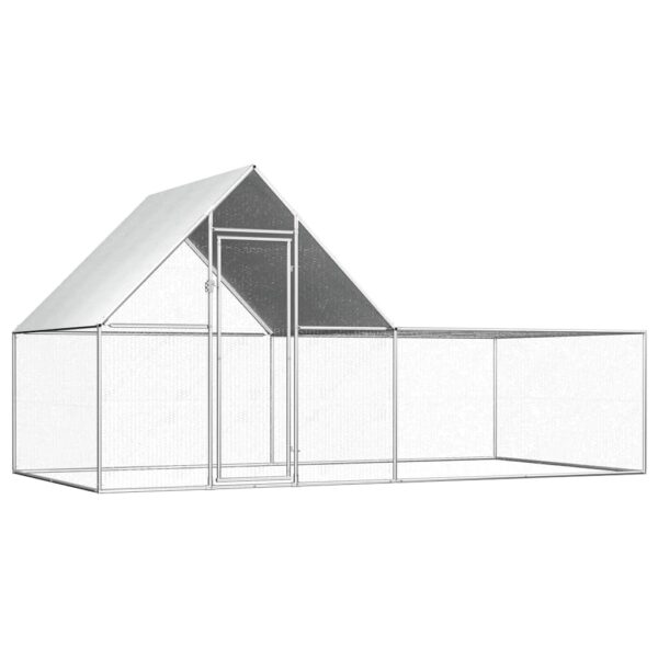 vidaXL Chicken Coop 4x2x2 m Galvanised Steel - Image 1