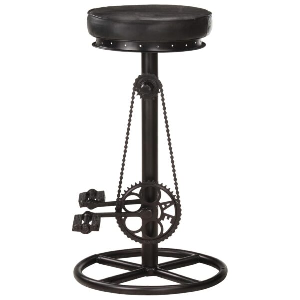 vidaXL Bar Stools 2 pcs Black Real Goat Leather - Image 4