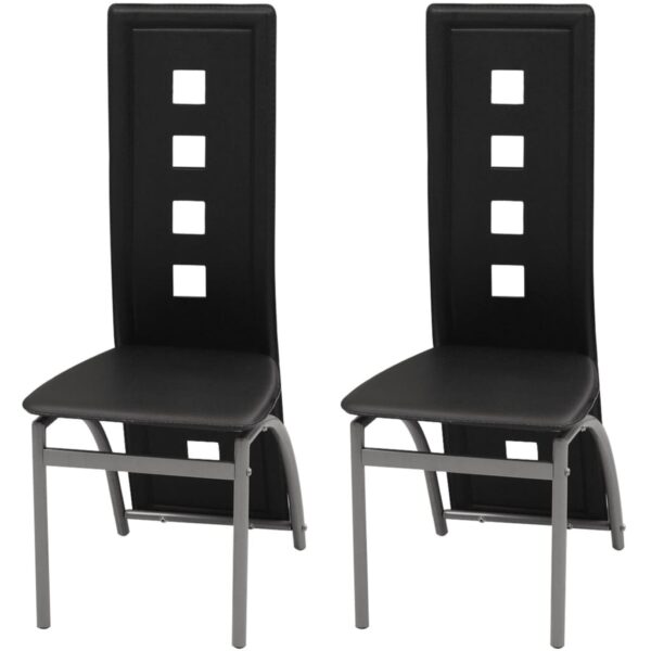 vidaXL Dining Chairs 2 pcs Black Faux Leather - Image 1