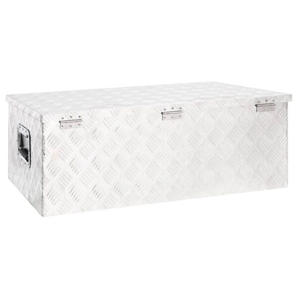 vidaXL Storage Box Silver 90x47x33.5 cm Aluminium - Image 4
