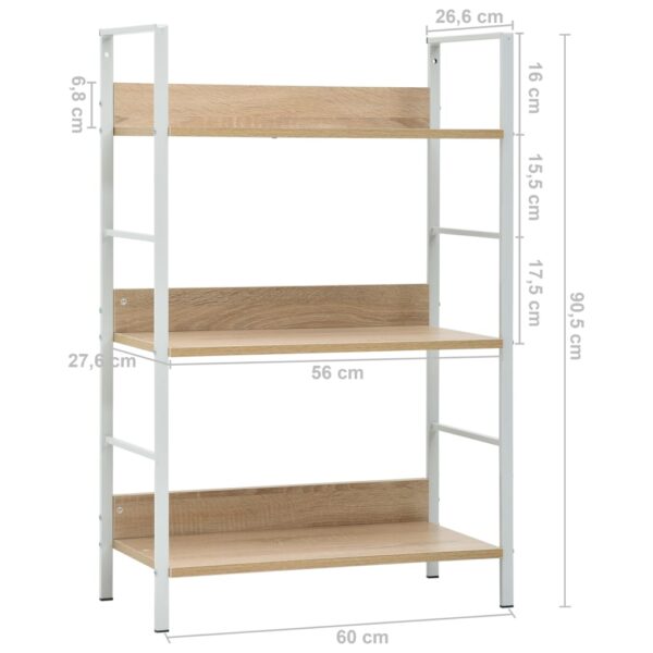 vidaXL 3-Layer Book Shelf Oak 60x27.6x90.5 cm Engineered Wood - Image 8
