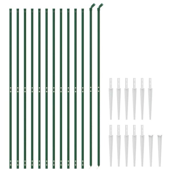 vidaXL Chain Link Fence with Spike Anchors Green 1.4x25 m - Image 3