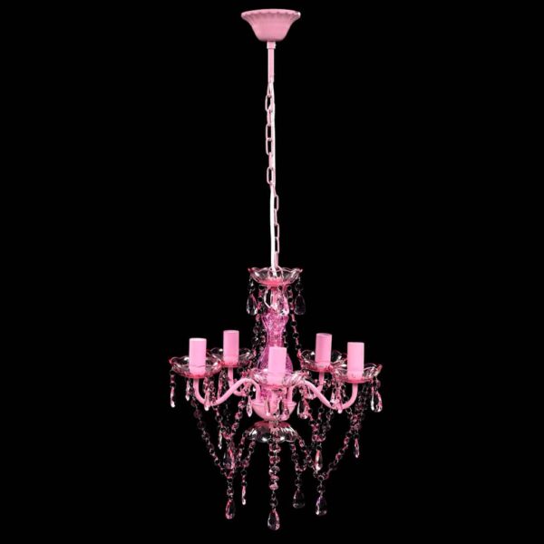 vidaXL Crystal Light 5 Bulbs Pink - Image 2