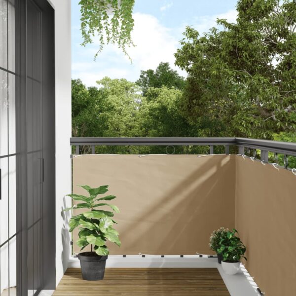 vidaXL Balcony Screen Beige 90x300 cm Oxford Fabric - Image 1