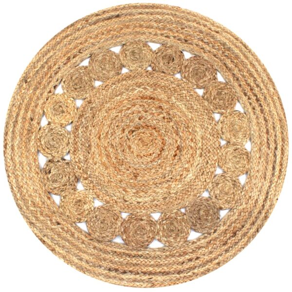 vidaXL Area Rug Braided Design Jute 90 cm Round - Image 1