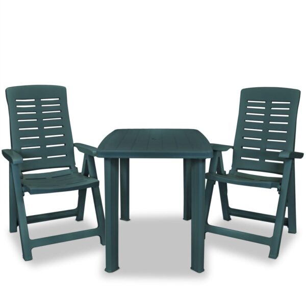vidaXL 3 Piece Bistro Set Plastic Green - Image 2
