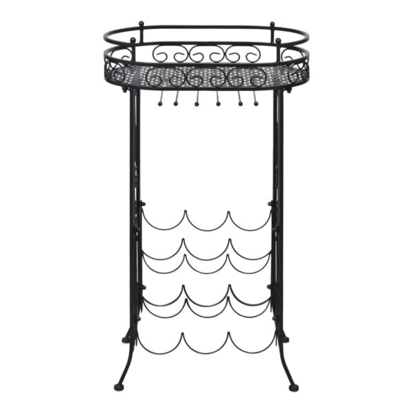 vidaXL Wine Rack with Glass Holder for 9 Bottles Metal - Image 3