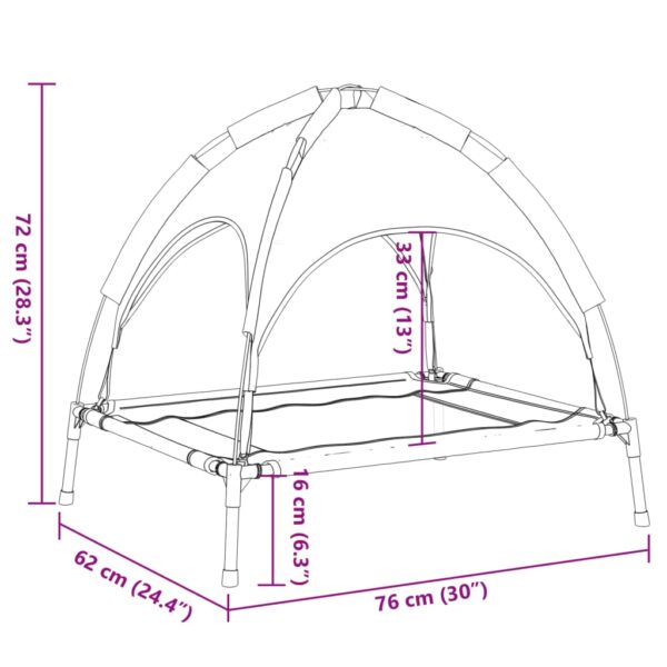 vidaXL Dog Bed with Canopy Anthracite Oxford Fabric and Steel - Image 9