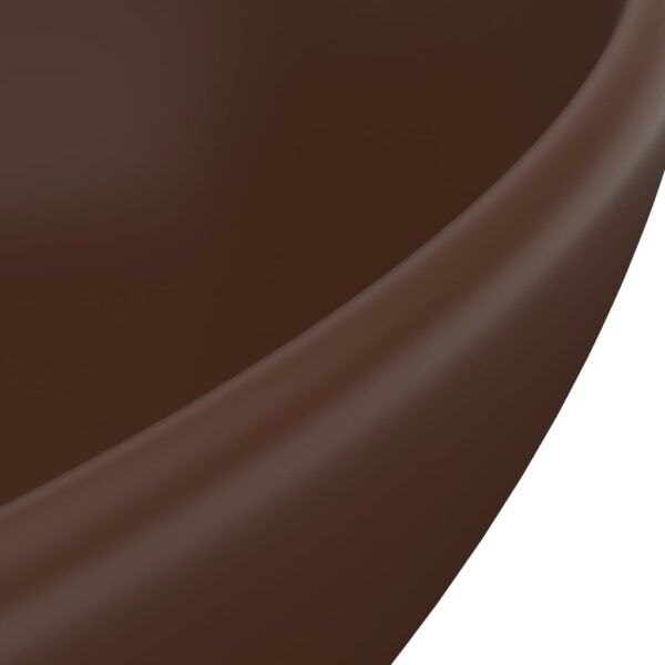 vidaXL Luxury Basin Oval-shaped Matt Dark Brown 40x33 cm Ceramic - Image 5