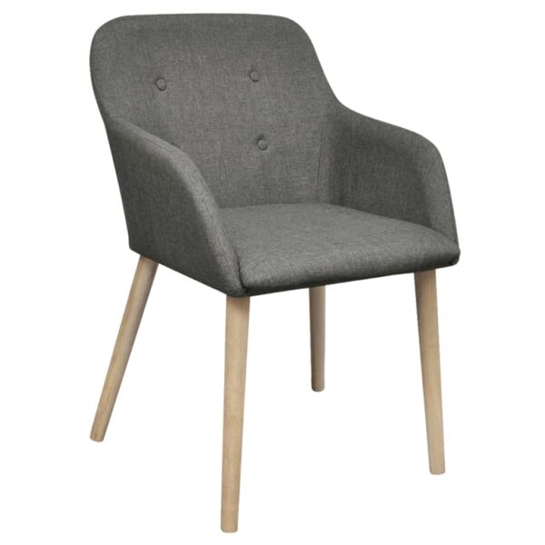 vidaXL Dining Chairs 2 pcs Light Grey Fabric and Solid Oak Wood - Image 2