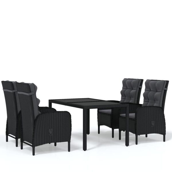 vidaXL 5 Piece Garden Dining Set Poly Rattan Black - Image 2