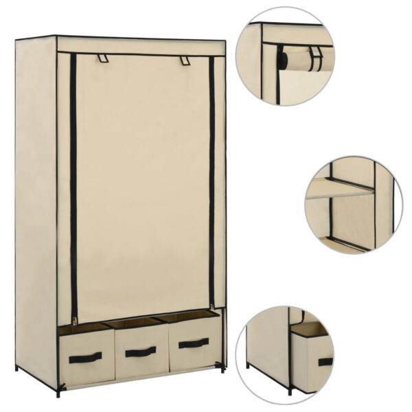 vidaXL Wardrobe Cream 87x49x159 cm Fabric - Image 2