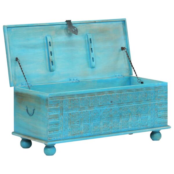 vidaXL Storage Chest Solid Mango Wood Blue 100x40x41 cm - Image 2