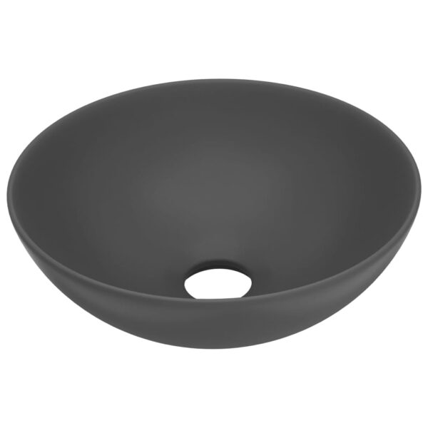 vidaXL Bathroom Sink Ceramic Dark Grey Round - Image 2
