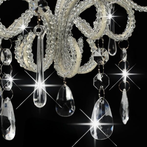 vidaXL Ceiling Lamp with Beads White Round E14 - Image 6
