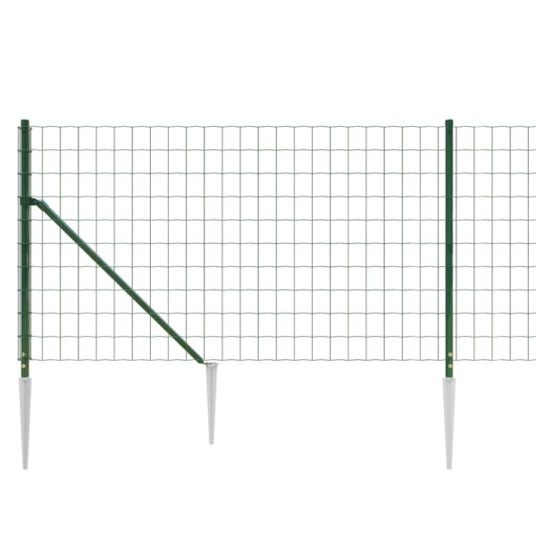 vidaXL Wire Mesh Fence with Spike Anchors Green 1x25 m - Image 4