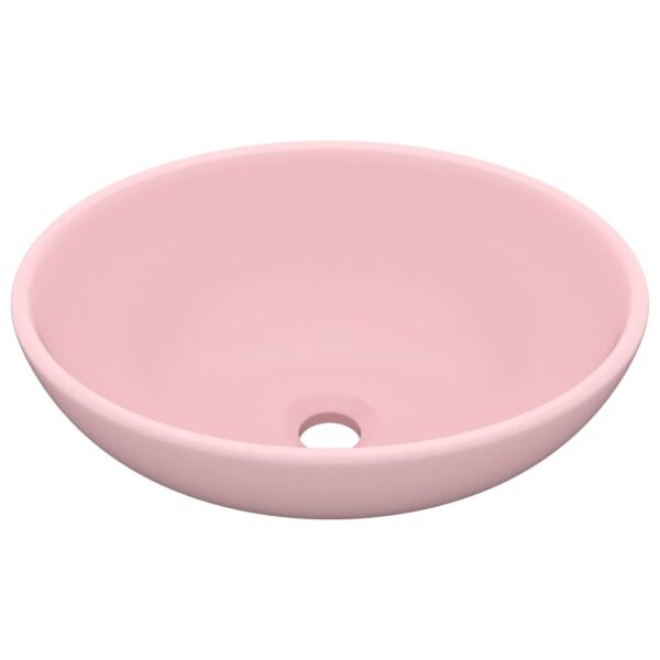 vidaXL Luxury Basin Oval-shaped Matt Pink 40x33 cm Ceramic - Image 2