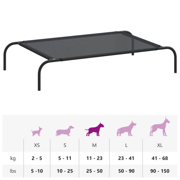 vidaXL Elevated Dog Bed Black L Textilene - Image 9