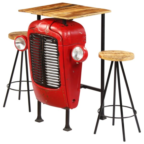 vidaXL Bar Set 3 Piece Solid Mango Wood 60x60x107 cm - Image 2