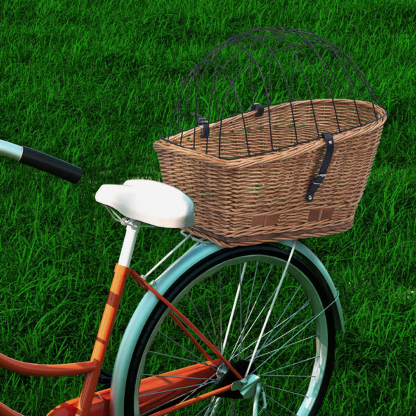 vidaXL Bike Rear Basket with Cover 55x31x36 cm Natural Willow - Image 1
