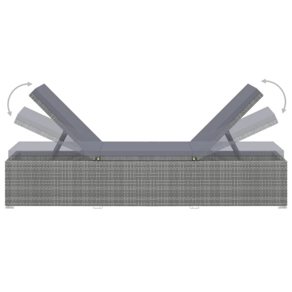 vidaXL 3 Piece Garden Sun Loungers with Tea Table Poly Rattan Grey - Image 7