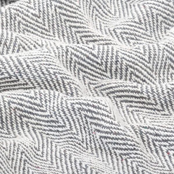 vidaXL Throw Cotton Herringbone 220x250 cm Grey - Image 5