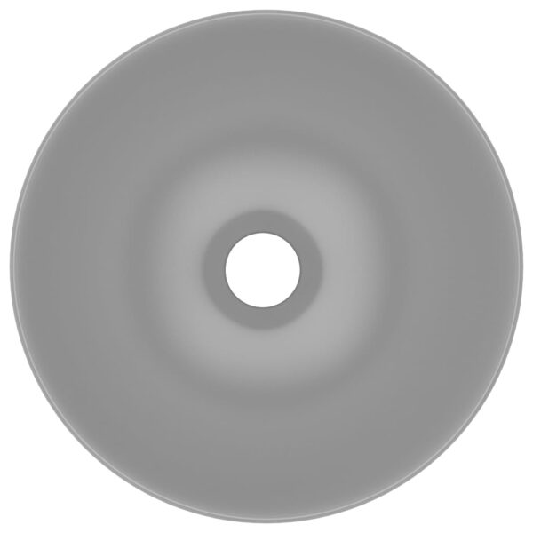 vidaXL Bathroom Sink Ceramic Light Grey Round - Image 4
