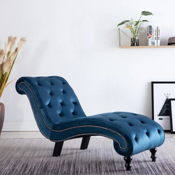 vidaXL Chaise Lounge Blue Velvet - Image 1