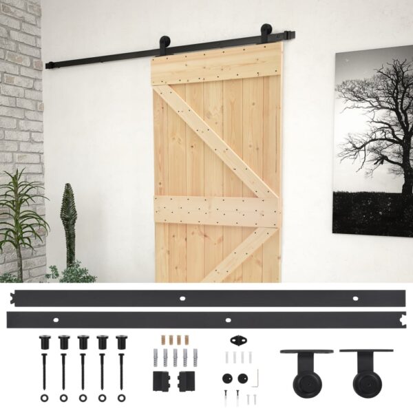 vidaXL Sliding Door with Hardware Set 90x210 cm Solid Pine Wood - Image 2