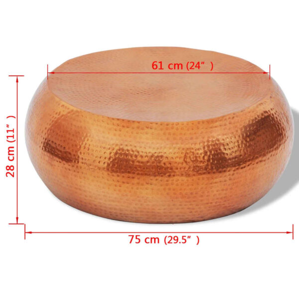 vidaXL Hammered Aluminium Coffee Table Brass/Copper Colour - Image 4