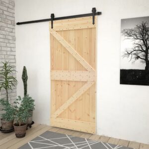 vidaXL Sliding Door with Hardware Set 80x210 cm Solid Pine Wood